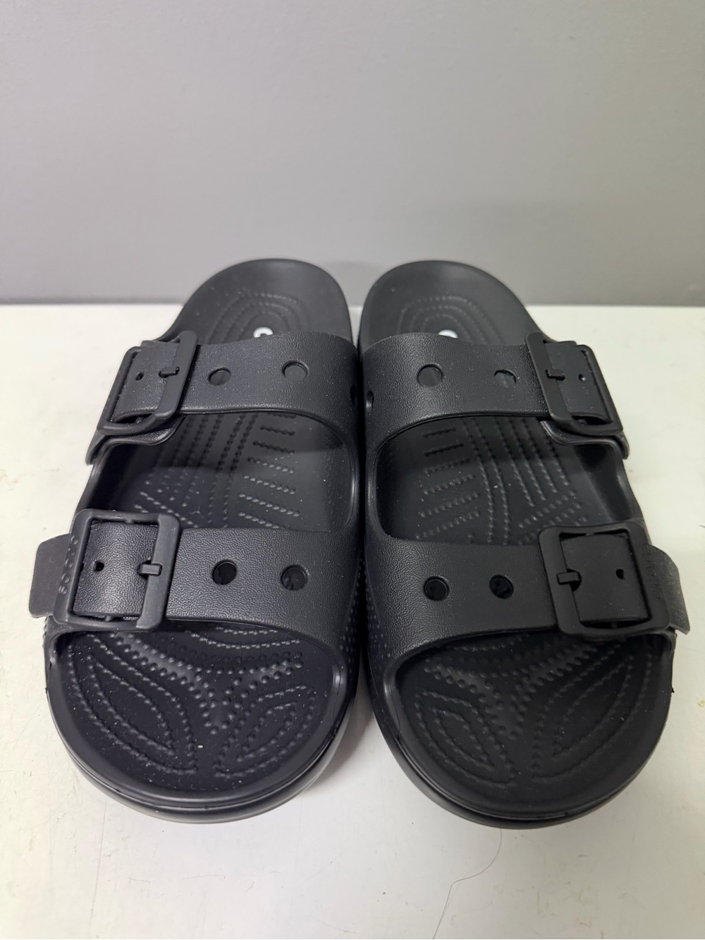 CROCS Women's Black Double Buckle Slide Sandals